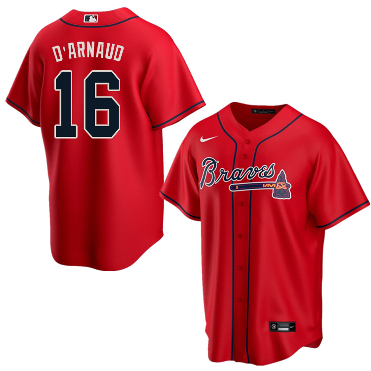 Nike Men #16 Travis d'Arnaud Atlanta Braves Baseball Jerseys Sale-Red